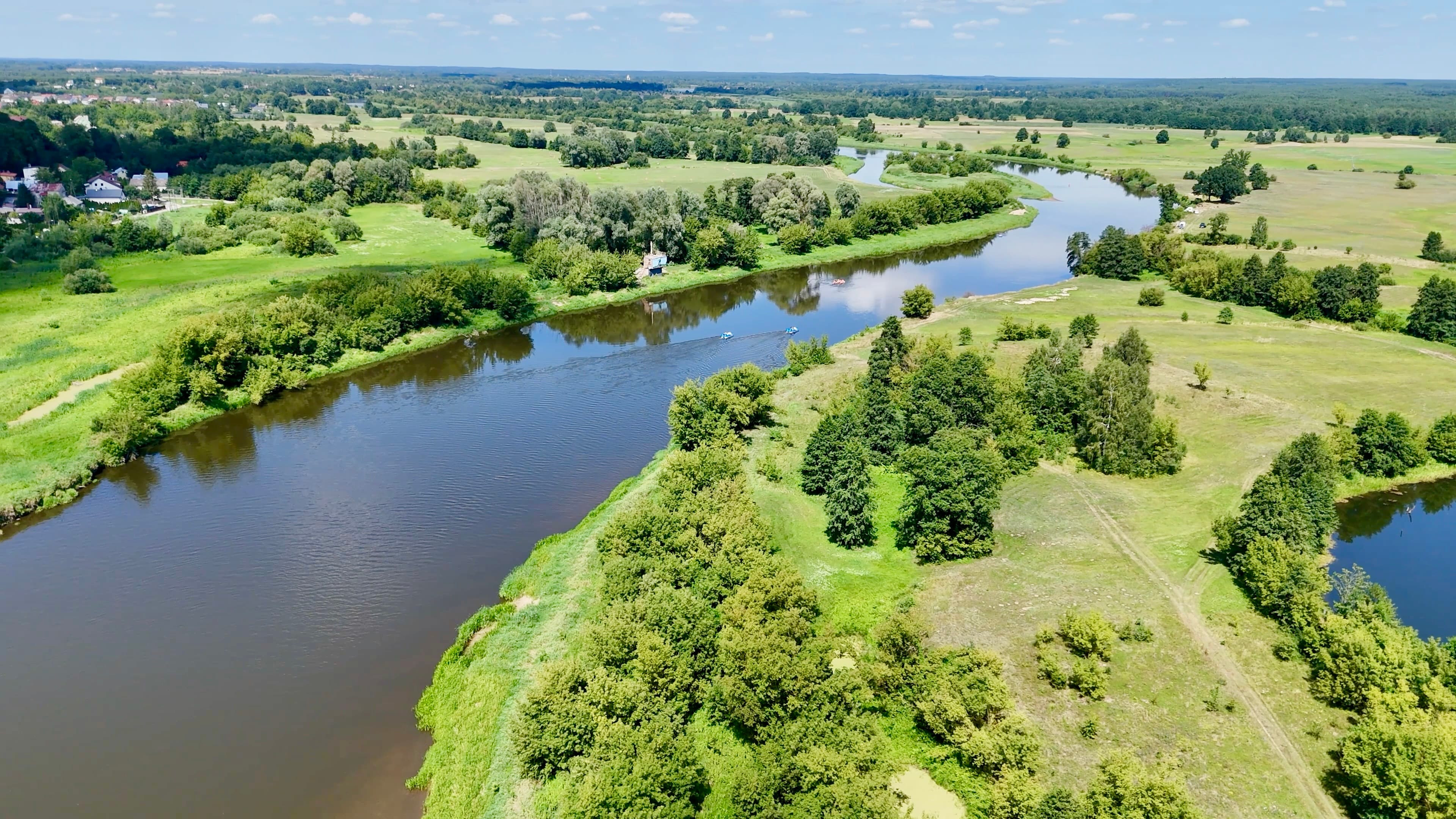 Aerial view of the Narew River
